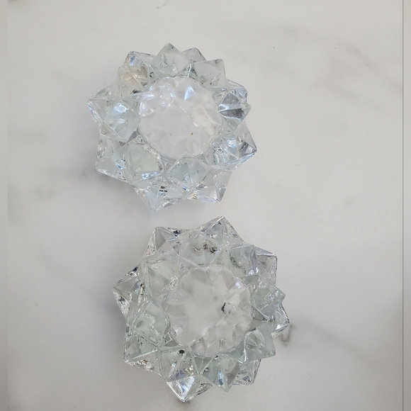 2  Star Burst Glass Votive Tealight Candle Holders - Picture 8 of 12